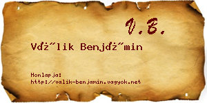 Válik Benjámin névjegykártya