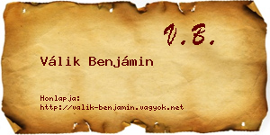 Válik Benjámin névjegykártya